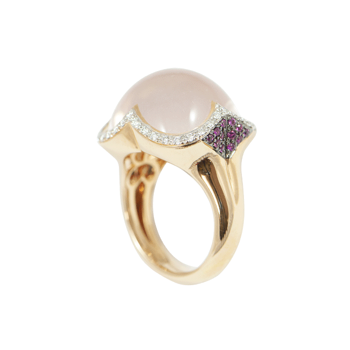 Bague Quartz Rose Diamants