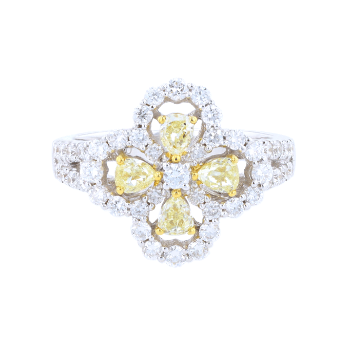 Bague Fleur Diamants Jaune