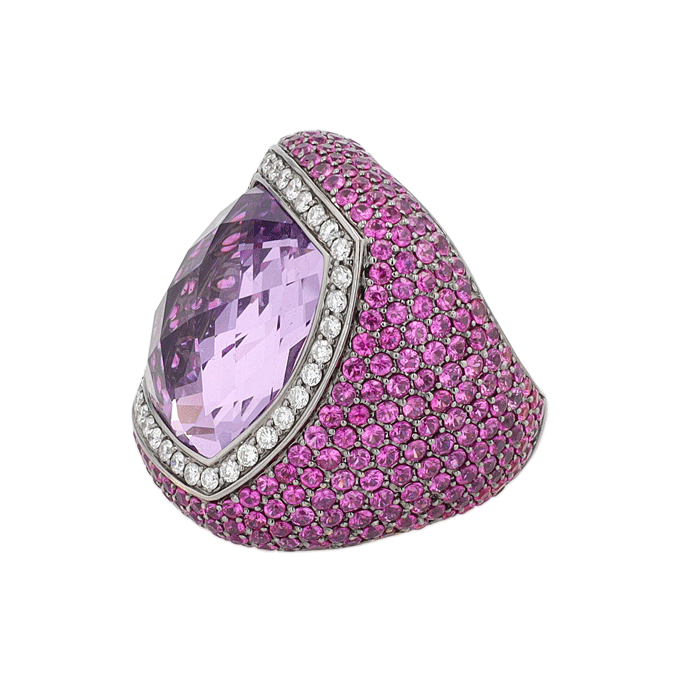Bague Améthyste Saphirs Roses
